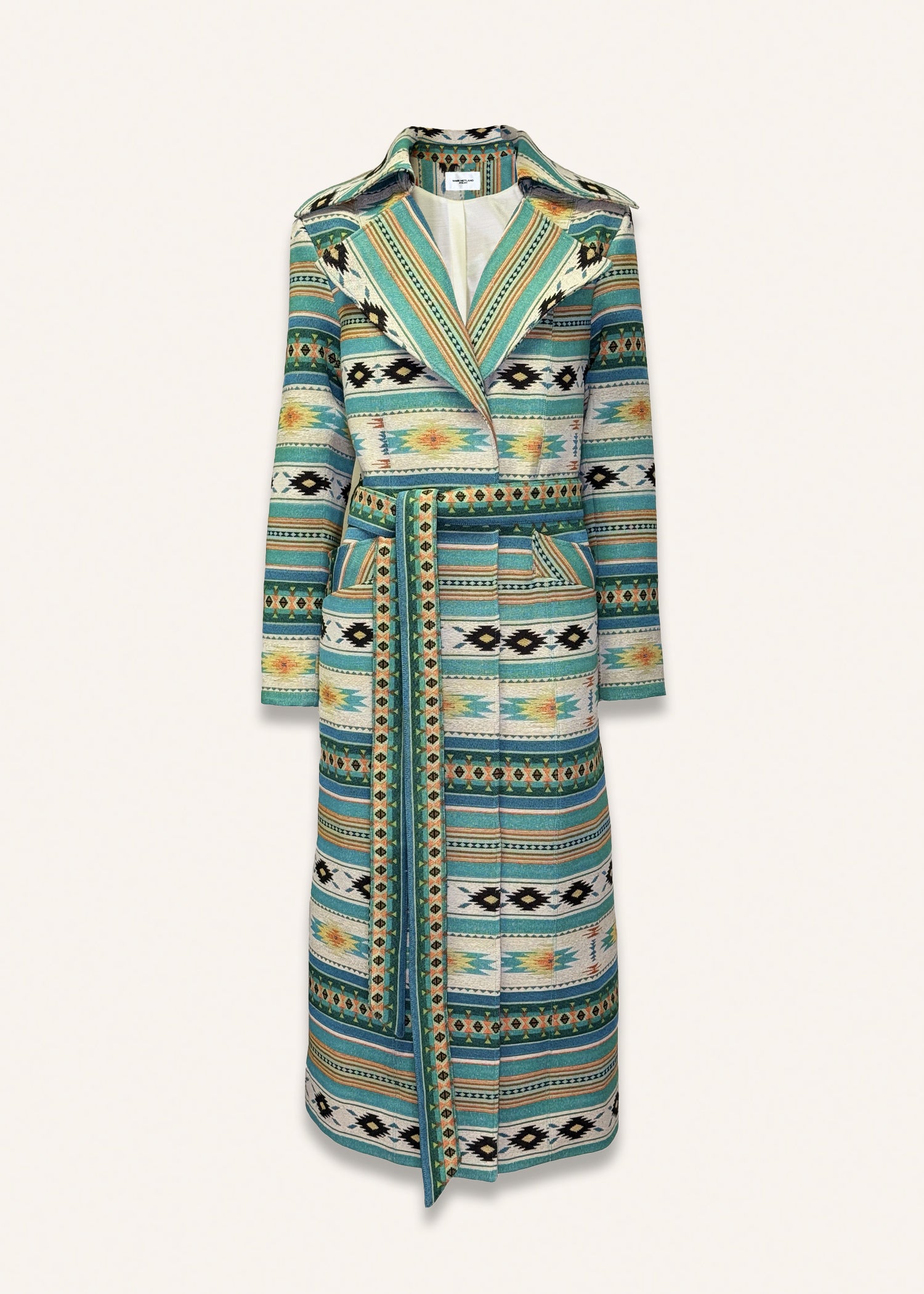 Long coat in aquamarine