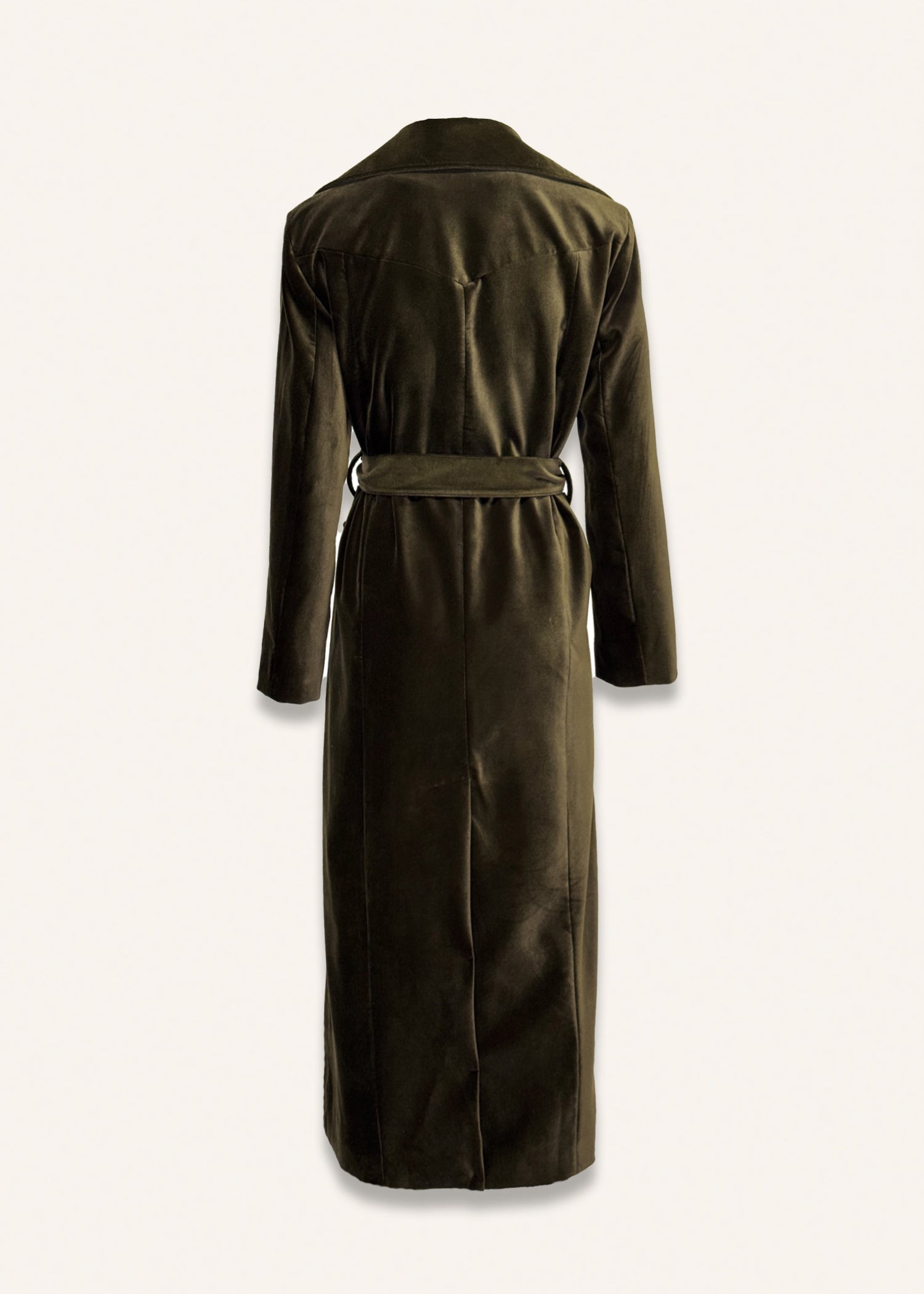 Long coat in dark olive green