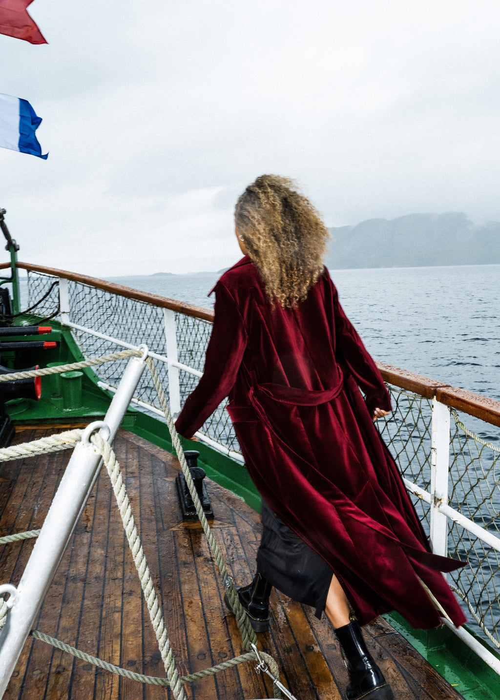 Long coat in wine red
