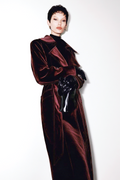 Long coat in wine red velvet