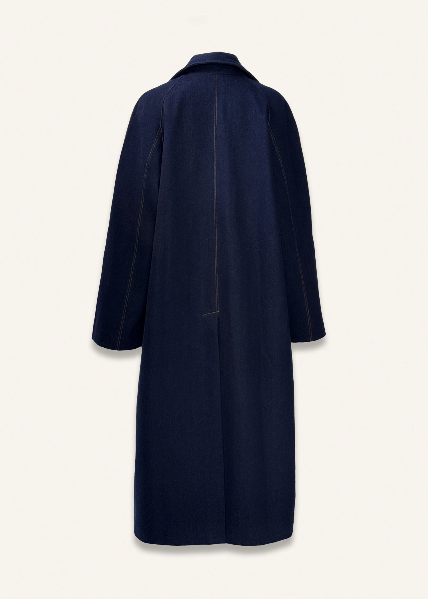 Oversized A-line denim coat in midnight blue