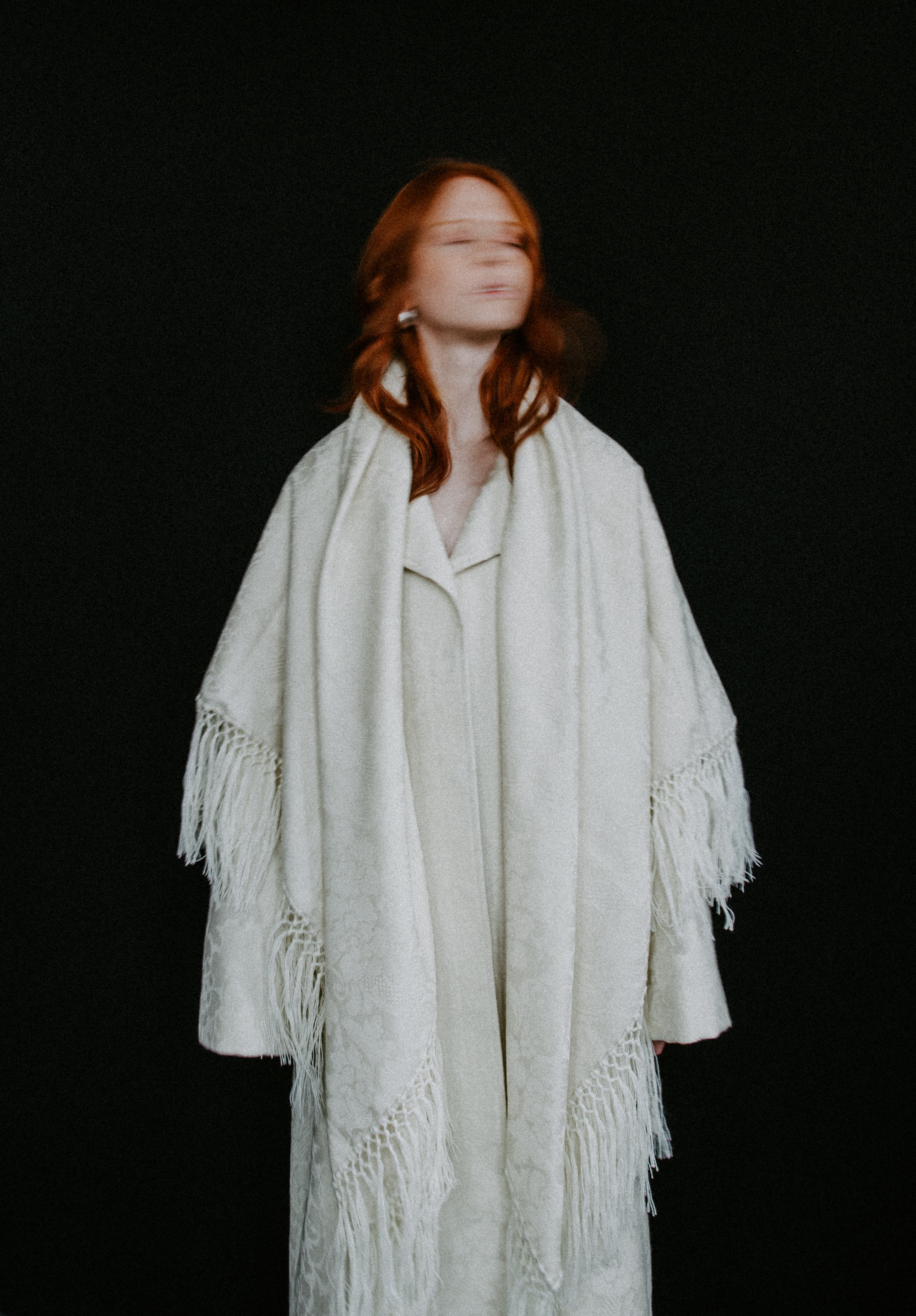 Oversized A-line creme damask wool coat