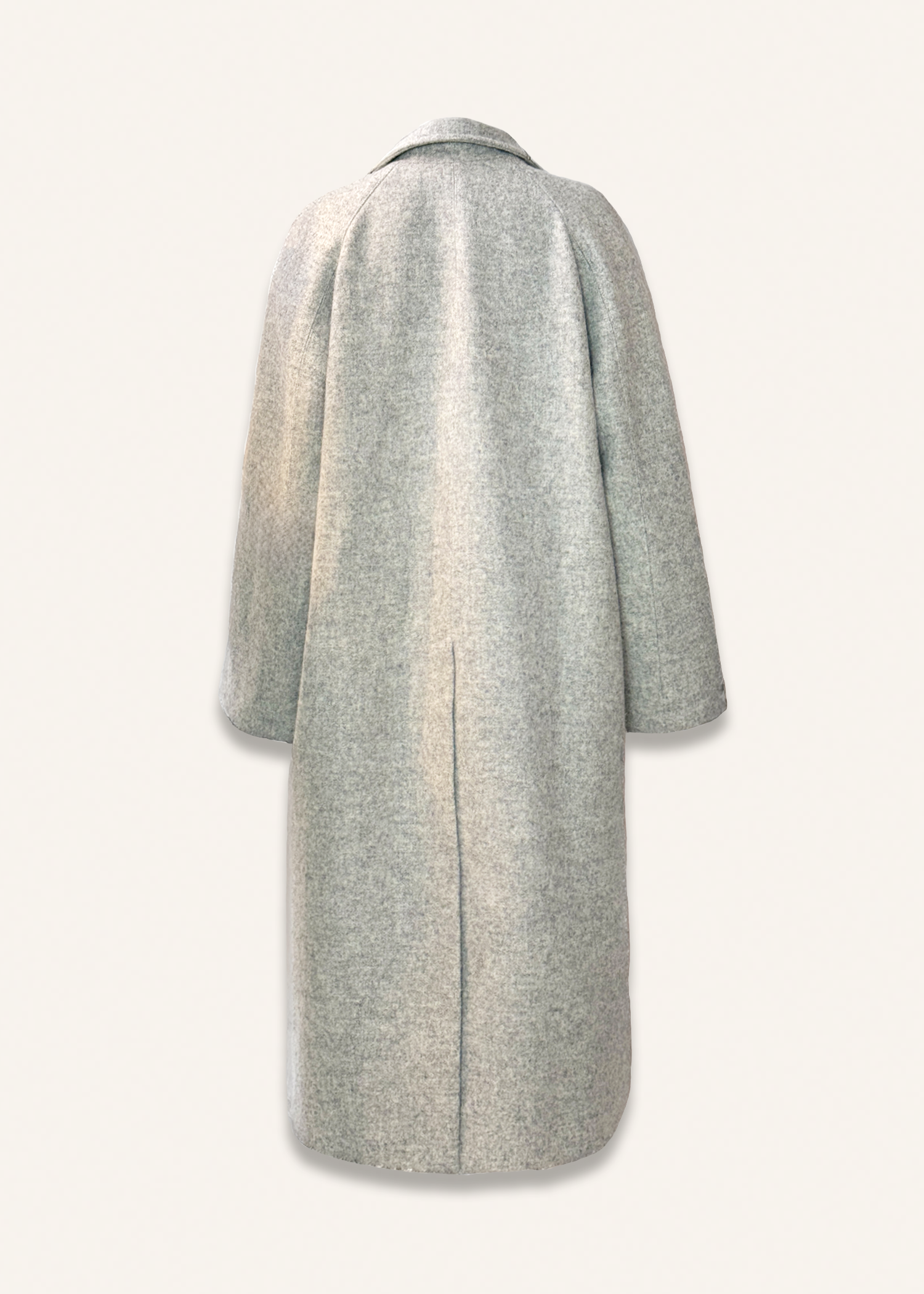 Oversized A-line grey mélange wool coat